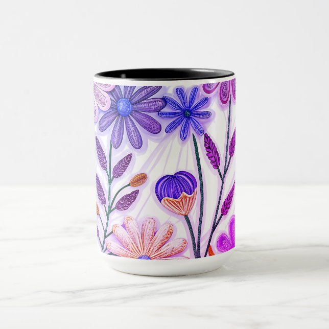 Blooms in Paper & Thread: 3D Quilled Wildflower Mug (Center)