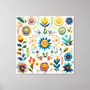 Blooms of Beauty Colorful Watercolor Flowers Canvas Print