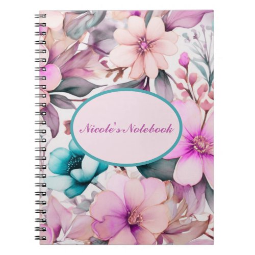 Blooms of Bliss Floral Watercolor Notebook Notebook
