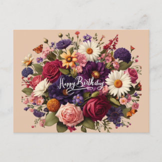 Blooms of Celebration Birthday Postcard