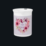 Blooms of Love | Custom Names | Valentine's Day Beverage Pitcher<br><div class="desc">Our "Blooms of Love" Floral Wreath Pitcher is a delightful addition to your moments of joy. This pitcher features a delicate floral wreath in violet and pink hues, capturing the essence of love and beauty. Customize it with your names and make this design uniquely yours. Elevate your coffee or tea...</div>