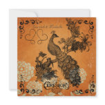 Blooms on Gold Vintage Peacock Wedding Invitation