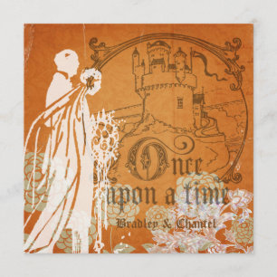 Blooms on Orange Once Upon a Time Wedding Invite