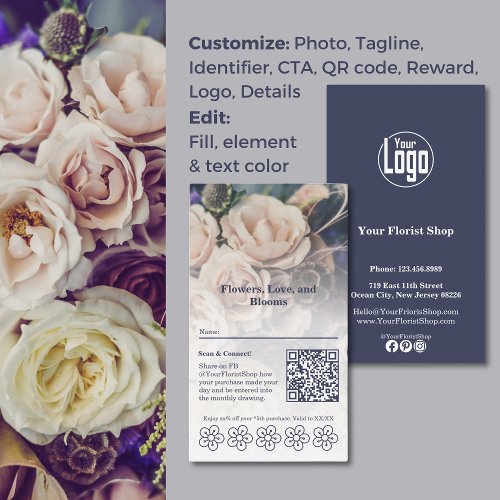 Blooms  Rewards Customizable Florist Loyalty Card