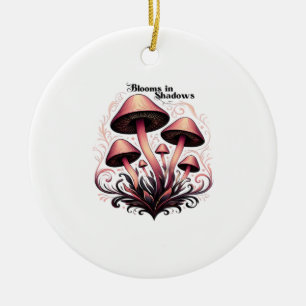 Blooms Shadows - Whimsigoth Mushroom Art Pastel Go Ceramic Ornament