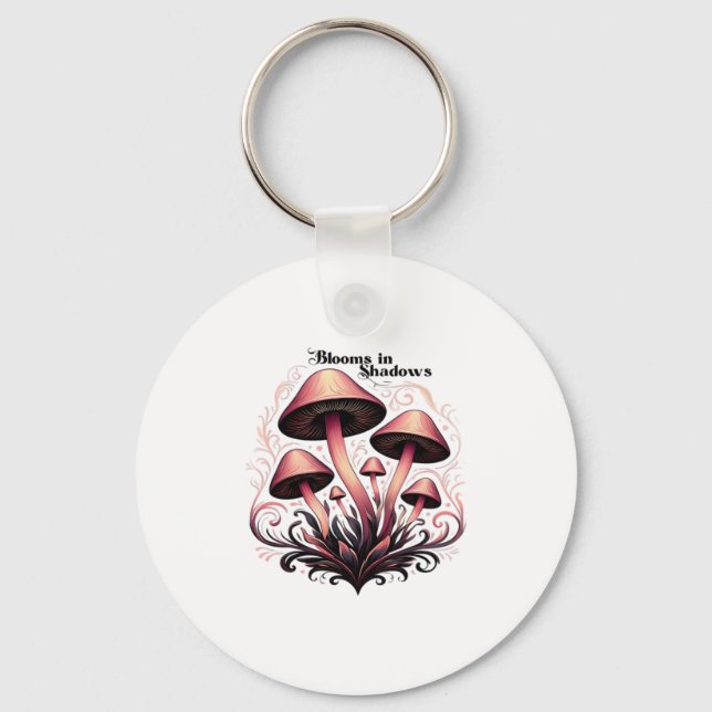Blooms Shadows - Whimsigoth Mushroom Art Pastel Go Keychain (Front)