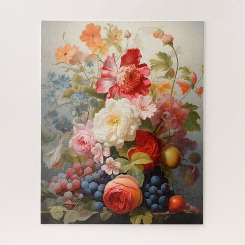Blooms  Vines Symphony Flowers and Grapes Jigsaw Puzzle