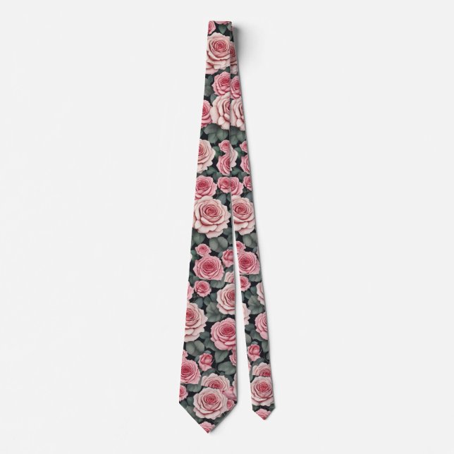 Bloomy Pink Roses Neck Tie (Front)