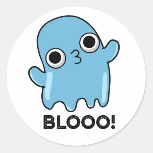 Blooo Funny Blue Ghost Pun Classic Round Sticker