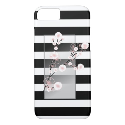 Bloosom Flowers Black White Stripes iPhone 87 Case