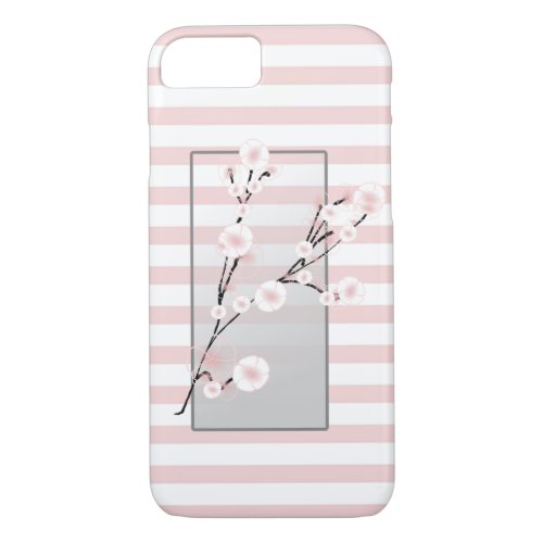 Bloosom Flowers  Pink Stripes iPhone 87 Case