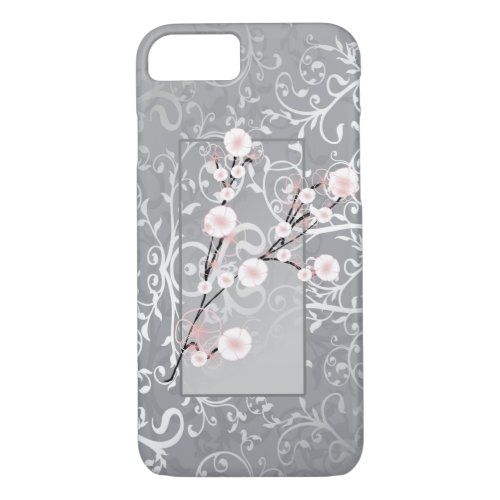 Bloosom Flowers Silver Damask iPhone 87 Case