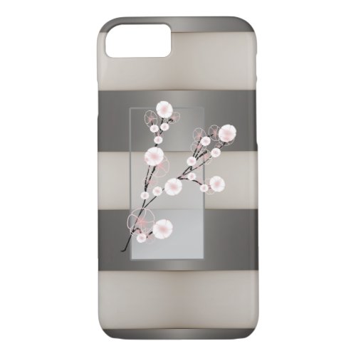 Bloosom Flowers Silver Stripes iPhone 87 Case