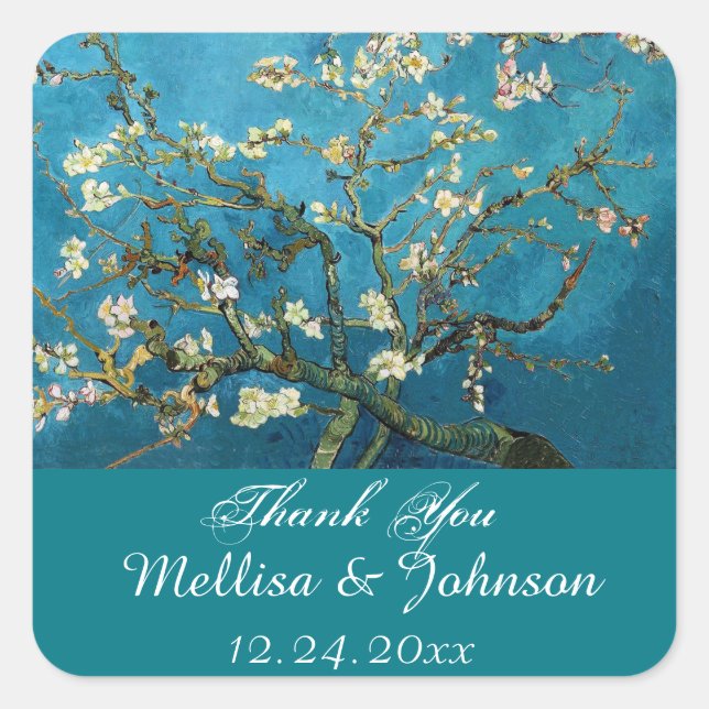 Blossom Almond Tree thank you stickers (Front)