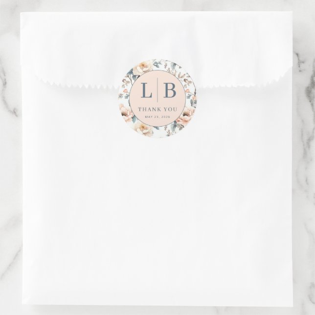 Blossom and Vow Wedding Classic Round Sticker (Bag)