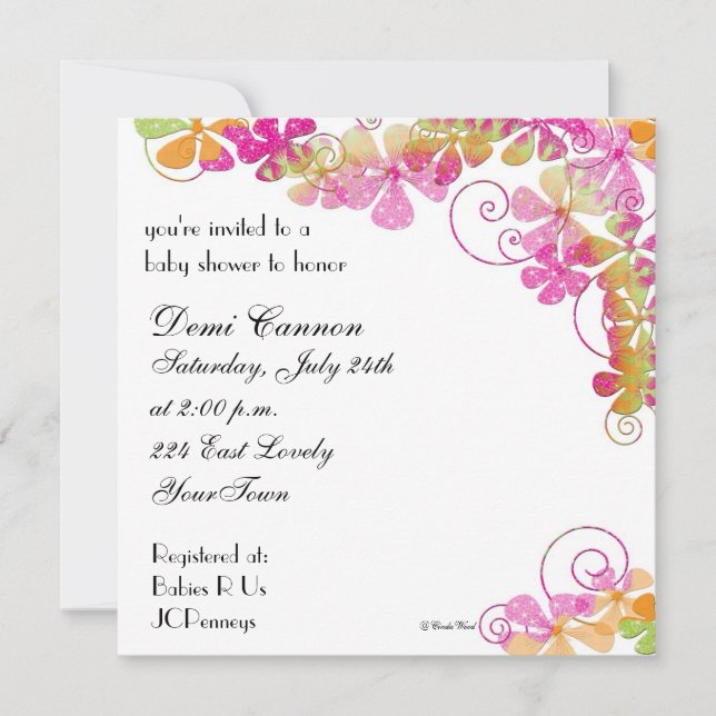 Blossom Baby Shower Invitation in Bright Colors (Front)