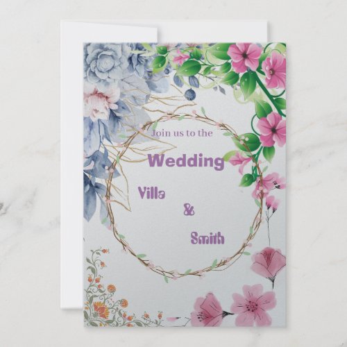 Blossom Beach Wedding Floral Invitation Cards for