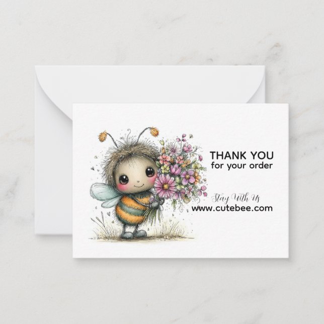 Blossom Bee Buddy Thank You Note Card (Front)