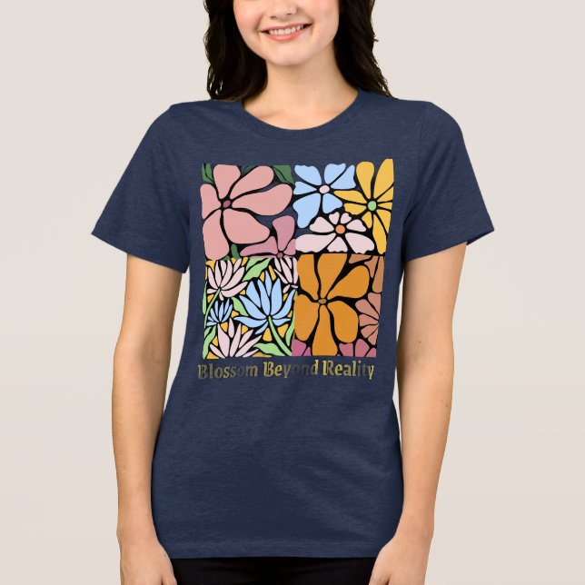 Blossom Beyond Reality – Abstract Flower Art Desig Tri-Blend Shirt (Front)