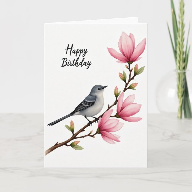 Blossom Bird Birthday Card (Front)