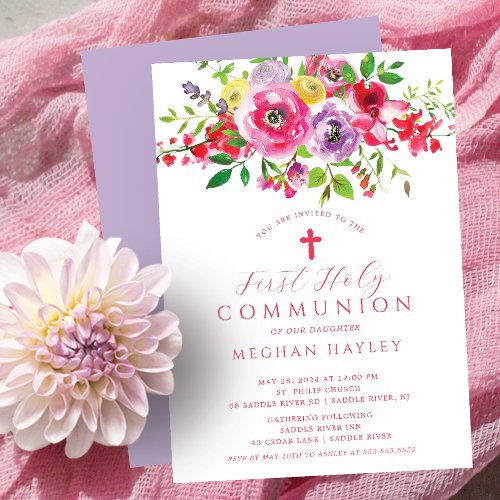 Blossom Blessings First Communion Invitation