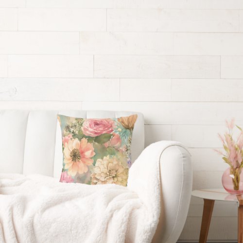 Blossom Bliss Floral_Inspired Poufs  Throw Pillow