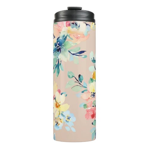 Blossom Bliss Pastel Floral Thermal Tumbler