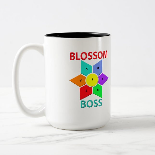 Blossom BossTwo-Tone Mug, 15 oz Two-Tone Coffee Mug (Left)