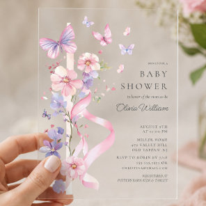 Blossom & Bow Butterfly Baby Shower Acrylic Invitations