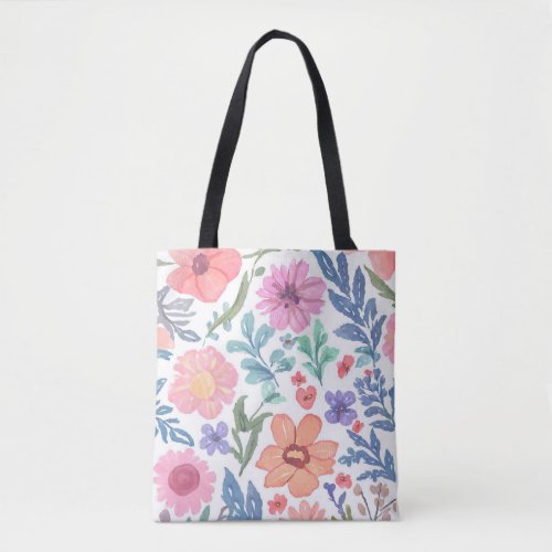 Blossom Breeze _ Floral Watercolor Tote Bag 
