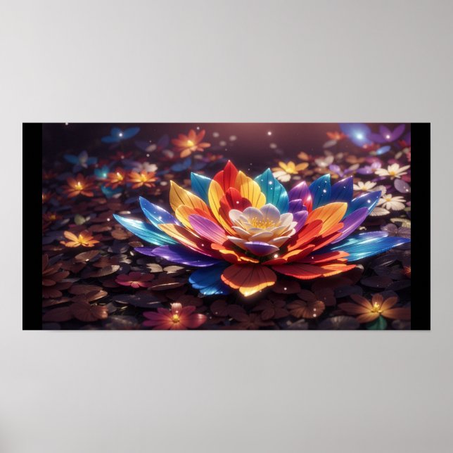"Blossom Brilliance Rainbow Flower Poster" Poster (Front)