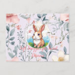 Blossom Buddies: Floral Puzzle with a CuriousBunny Postcard