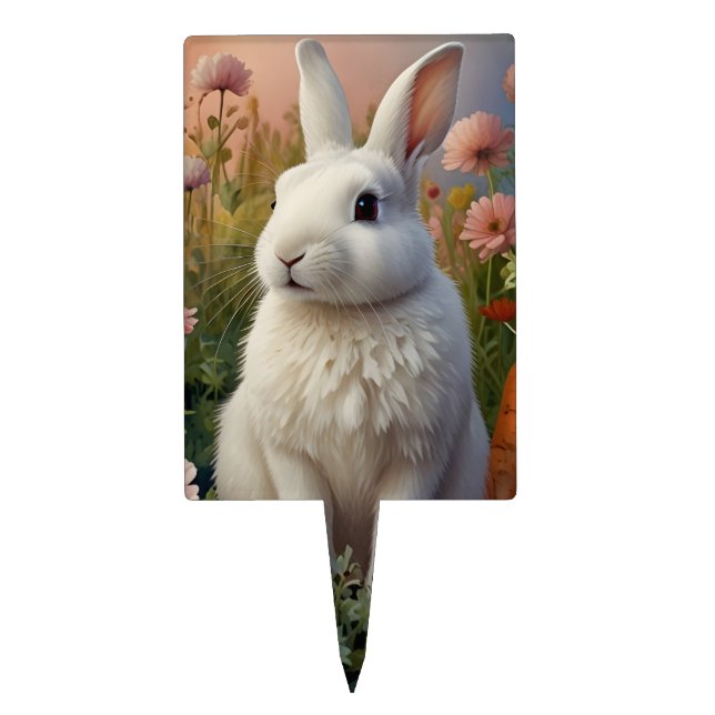 Blossom Bunny & Carrot Patch Cake Pick  (Front)
