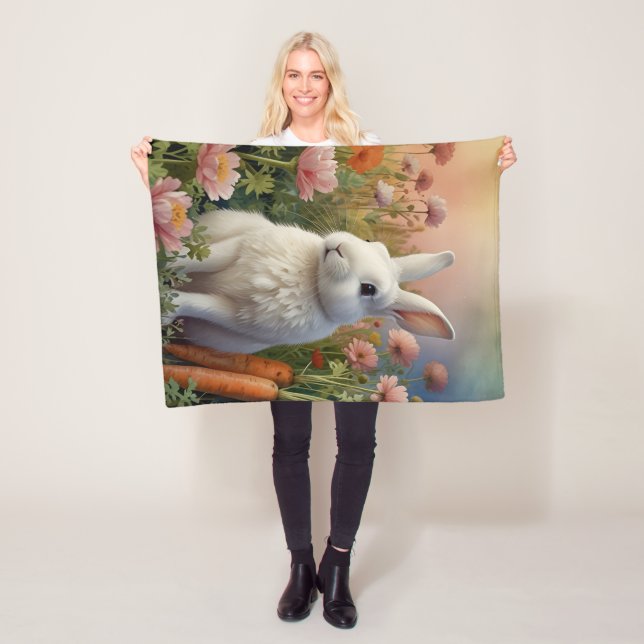 Blossom Bunny & Carrot Patch  Fleece Blanket (In Situ)