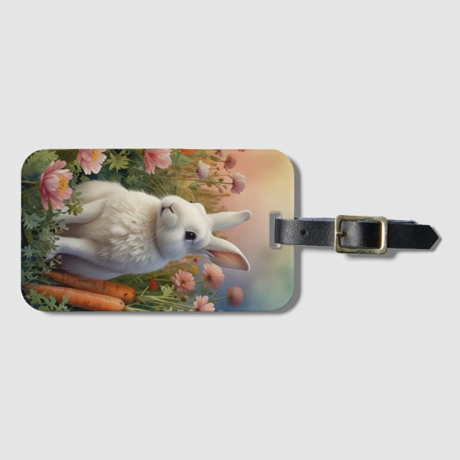 Blossom Bunny & Carrot Patch Luggage Tag  (Front Horizontal)