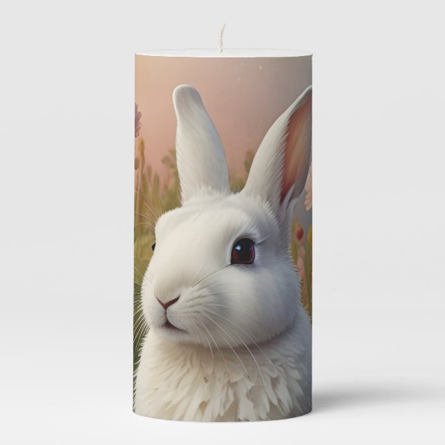 Blossom Bunny & Carrot Patch Pillar Candle  (Front)