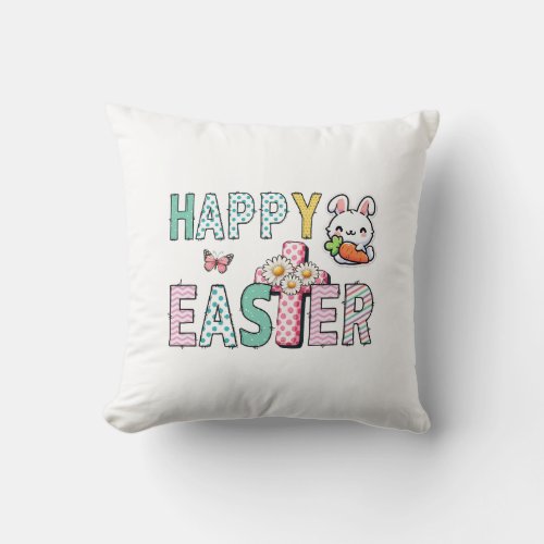 Blossom  Bunny Easter Celebration Delight Throw Pillow