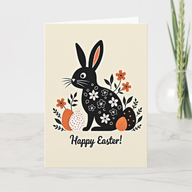 Blossom Bunny Pattern Spring Card (Front)