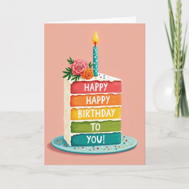 Blossom Cake Birthday Card (Front)