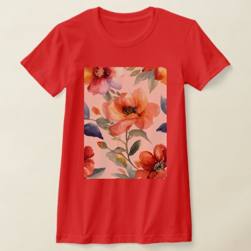 Blossom Cascade Watercolour Flowers T_Shirt Design
