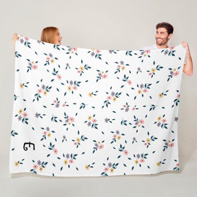 Blossom Charm Monogram Fleece Blanket (In Situ)