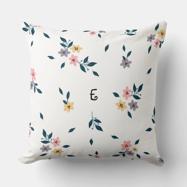 Blossom Charm Monogram Throw Pillow (Front)