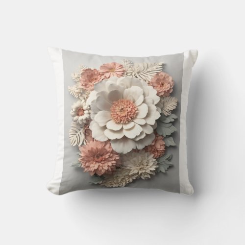 Blossom Comfort Floral Elegance Pillow Throw Pillow