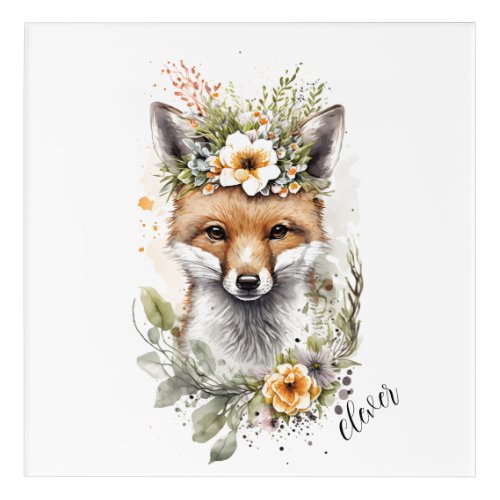 Blossom Critters Fox Acrylic Nursery Wall Art