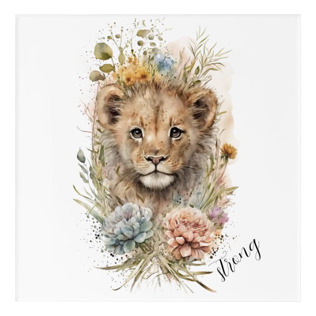 Blossom Critters Lion Cub Acrylic Nursery Wall Art (Front)