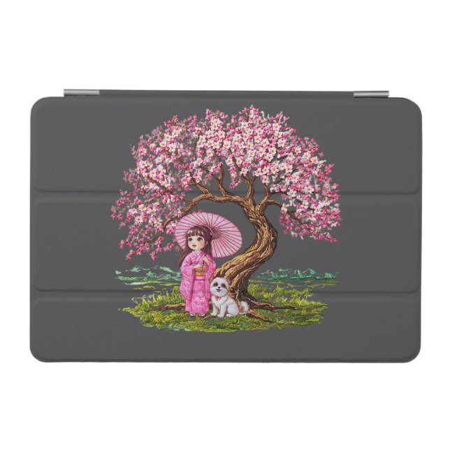 Blossom Dreams: Kimono Girl & Puppy iPad Mini Cover (Horizontal)