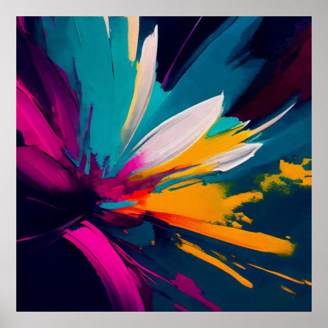 Blossom Dreams – Vibrant Abstract Floral Burst Poster (Front)
