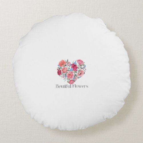  Blossom Elegance Pillus Beautiful Flowers Coll Round Pillow