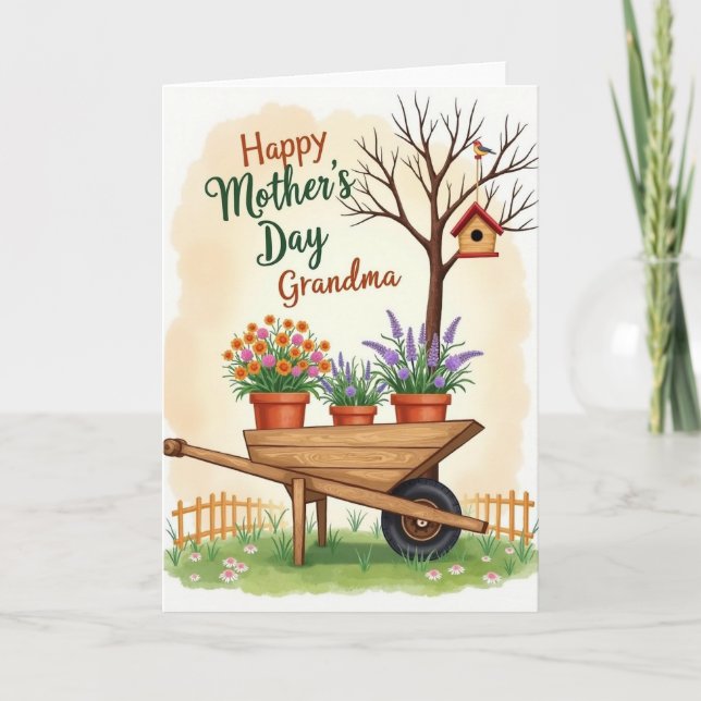Blossom Filled Cart Mothers Day Card (Front)