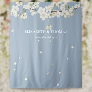 Blossom Floral Dusty Blue Wedding Photo Backdrop